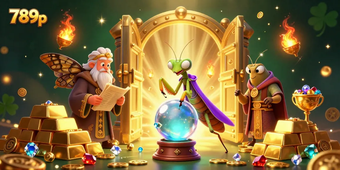 Experience the magic of 789p with dynamic characters and rich casino elements in a vibrant illustration.