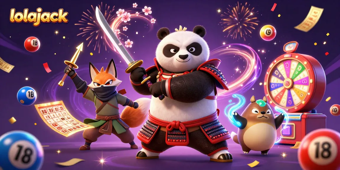 Win big at lolajack Casino with an action-packed scene of characters amidst colorful gaming elements.