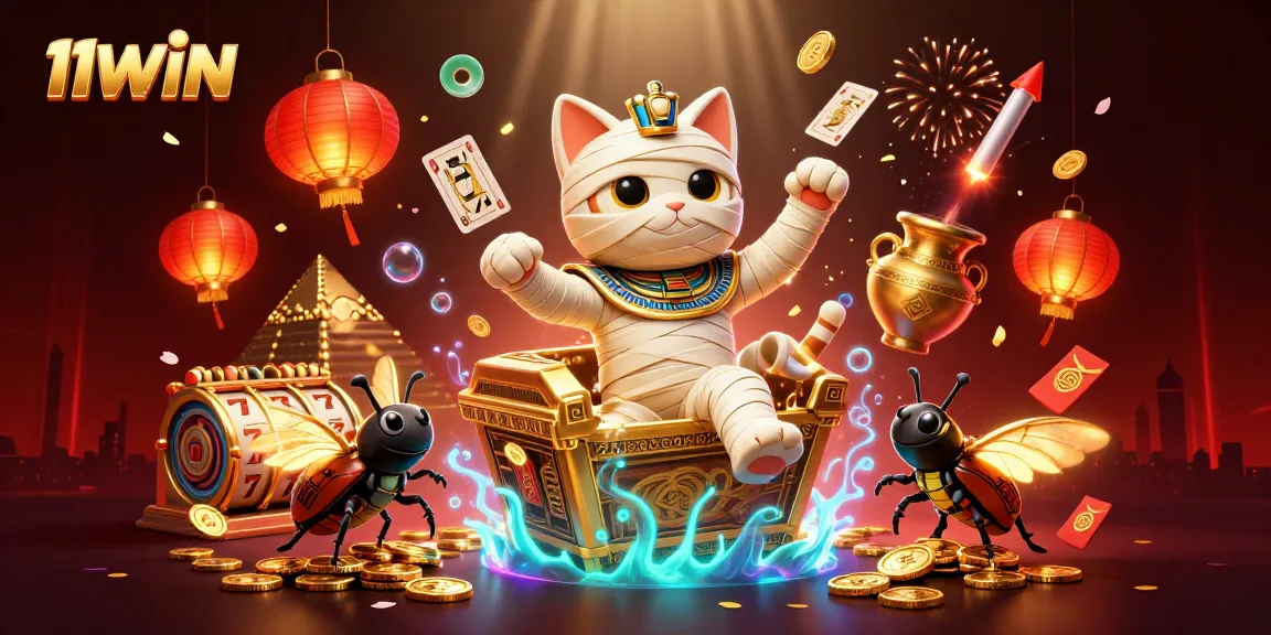 Experience thrilling adventures with 11WIN as an Egyptian mummy cat spins the jackpot reels!