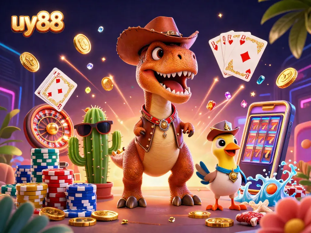 Experience thrilling slots action at uy88 with vibrant characters and sparkling game elements.