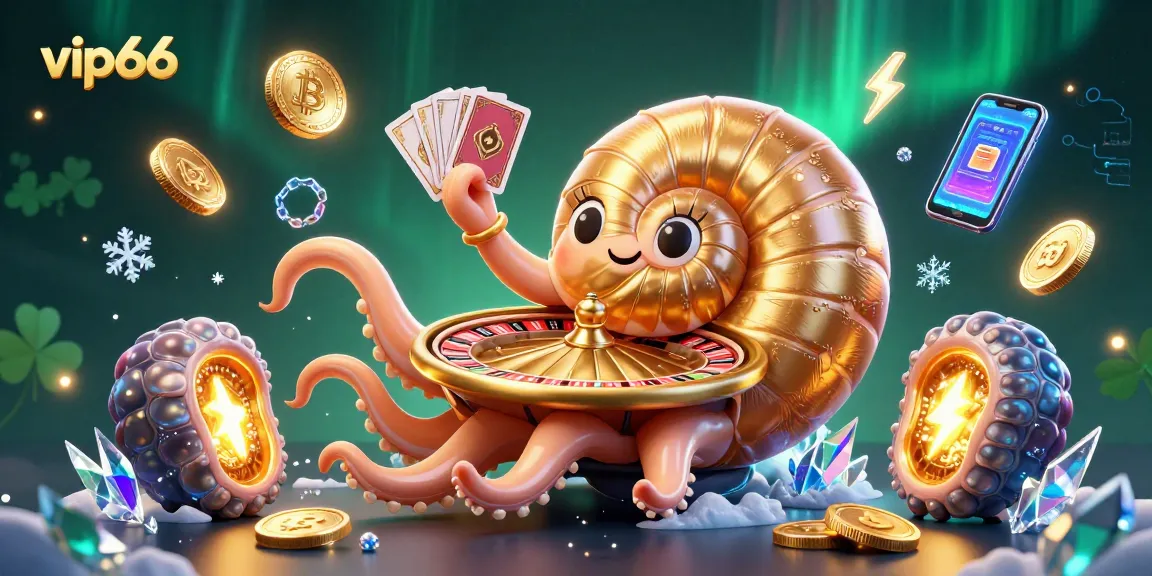 Experience thrilling gameplay with vip66, where a giant nautilus holds cards, showcasing a vivid casino scene.