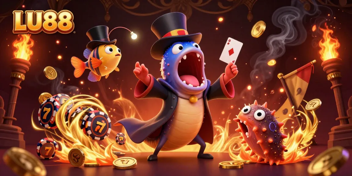Engage in thrilling slot games with LU88 at an underwater casino, featuring magical sea creatures.