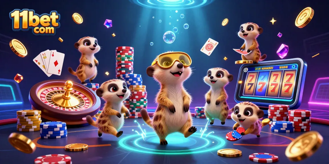 Win big at 11bet com with fun meerkat characters managing an exciting casino
