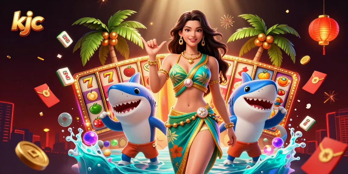 Win big with KJC in an ultra-detailed casino scene featuring vibrant characters and dynamic game elements.