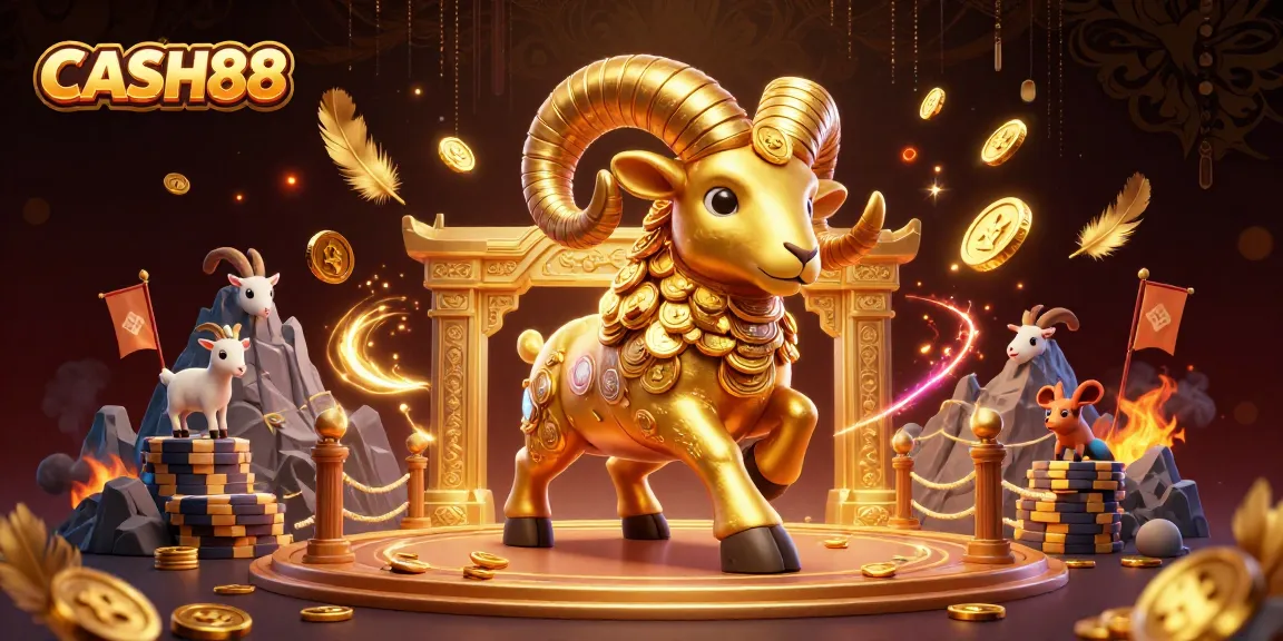 Engage in cash-filled excitement with CASH88 as golden ram charges through a casino-themed arena.