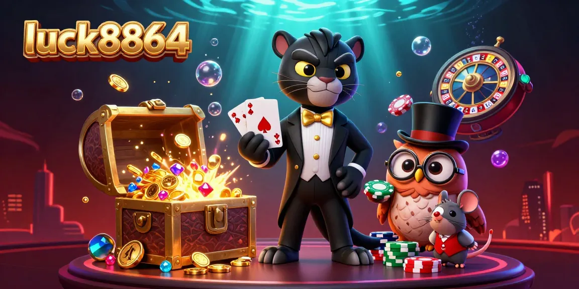 Engage with luck8864 by winning cards and chips in a vibrant underwater casino scene.