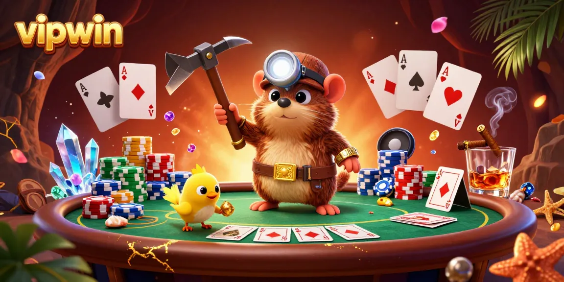 Experience the thrill of vipwin through treasure hunting in a vibrant casino scene.