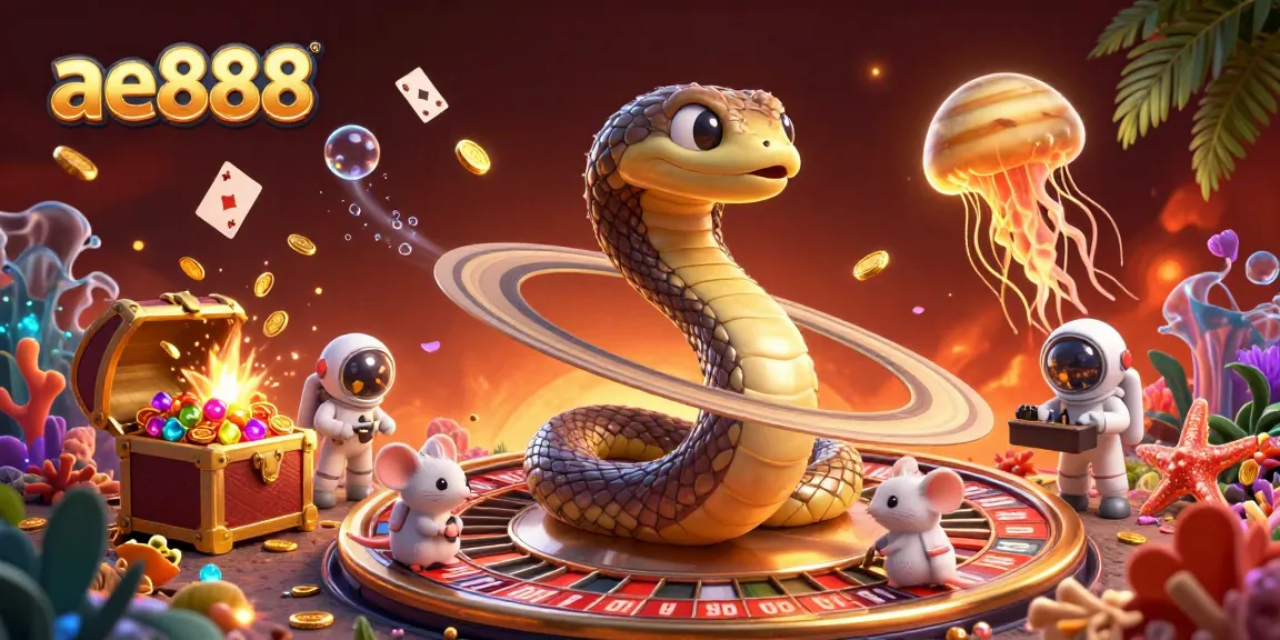 Experience thrilling cosmic betting with ae888's vibrant 3D casino adventure illustration.