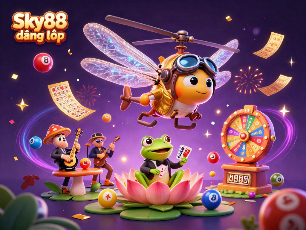 Engage in excitement with Sky88 đăng nhập at an interactive casino scene full of lively characters.