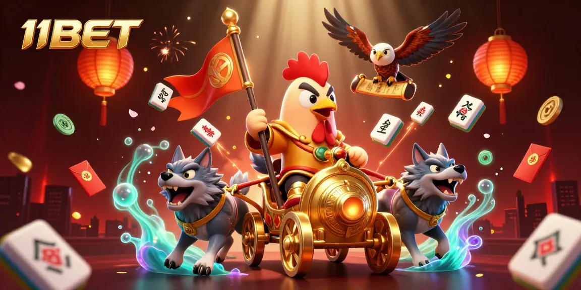 Engage with 11BET's thrilling casino experience featuring lively characters and dynamic game elements.