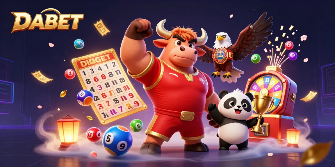 DABET engages players with a dynamic 3D illustration celebrating victories in online gambling.
