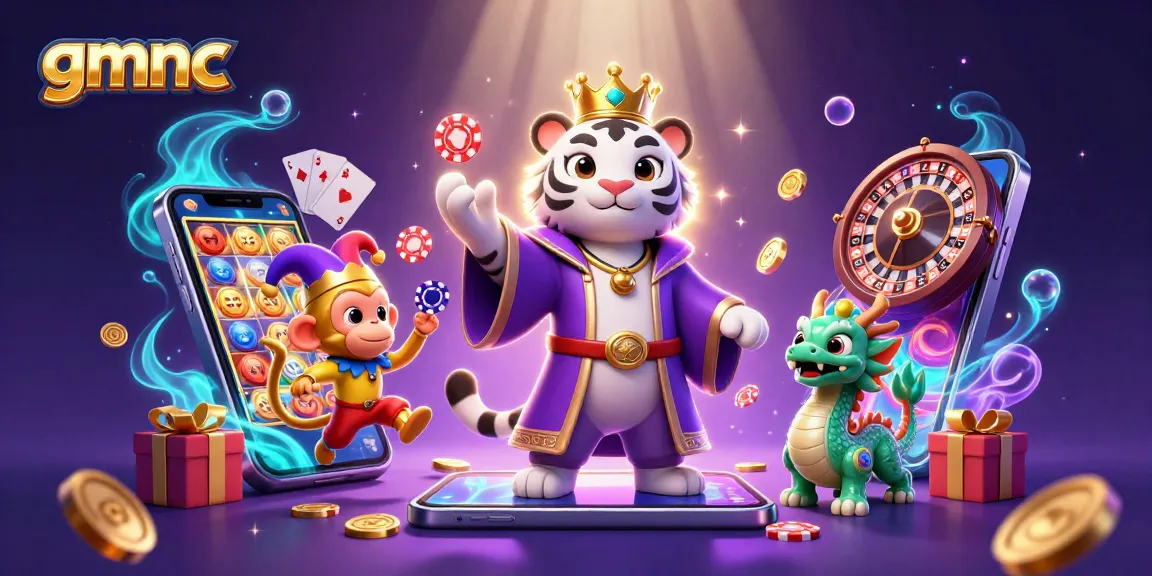Experience the excitement of gmnc with vibrant characters and casino elements in an engaging 3D scene.