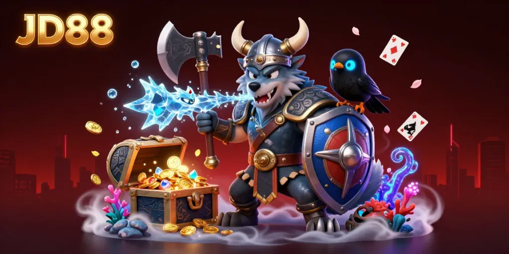 Experience thrilling gameplay at JD88 with our unique Viking warrior scene showcasing excitement and adventure.