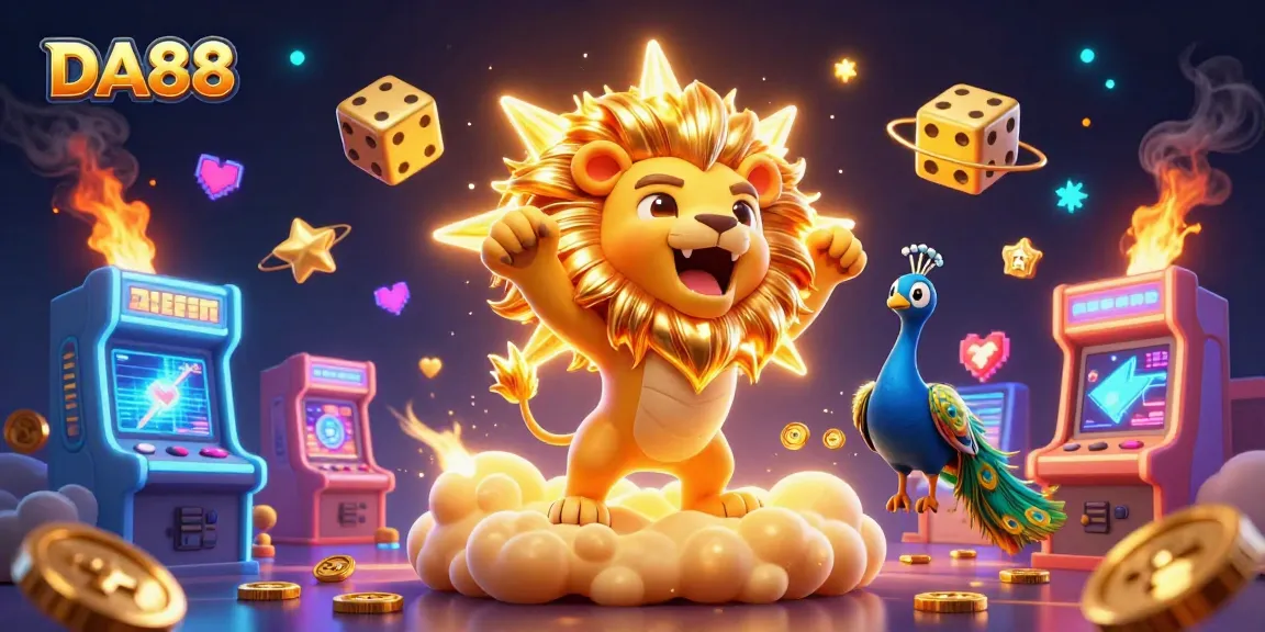 DA88 captures a thunderous casino victory scene with animated gaming elements and rich colors.