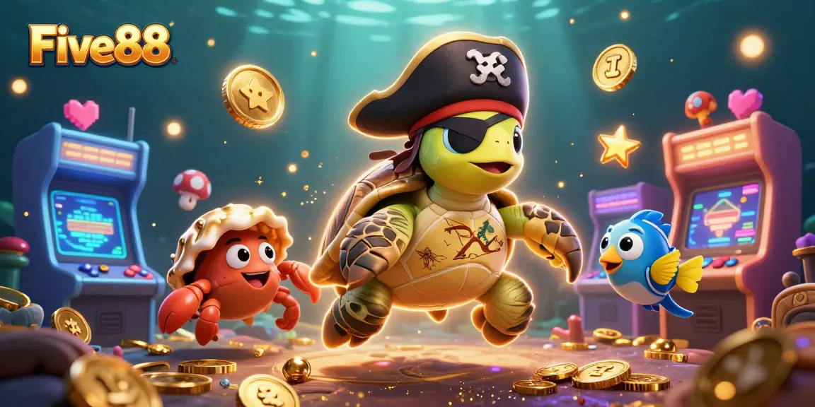 Join the adventure at Five88 with vibrant characters and exciting gaming elements in a dynamic underwater scene.