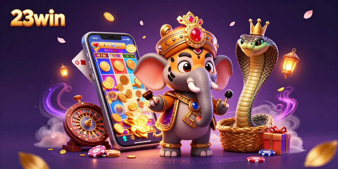 Experience the vibrant 23win casino world with an ultra-detailed 3D illustration showcasing lively characters and gaming elements.