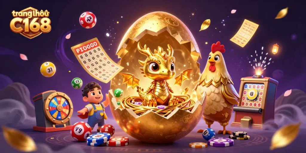 Experience excitement at trang chủ C168 with vibrant slot elements, golden characters, and dynamic game features.