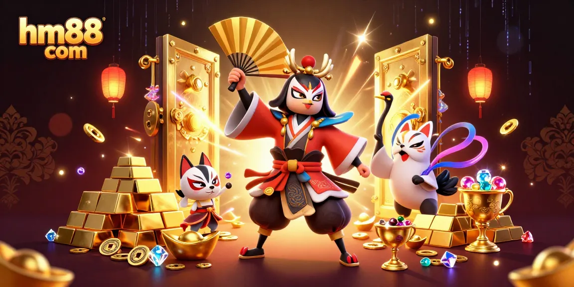 Experience thrilling moments at hm88 com with vibrant casino characters and treasure.