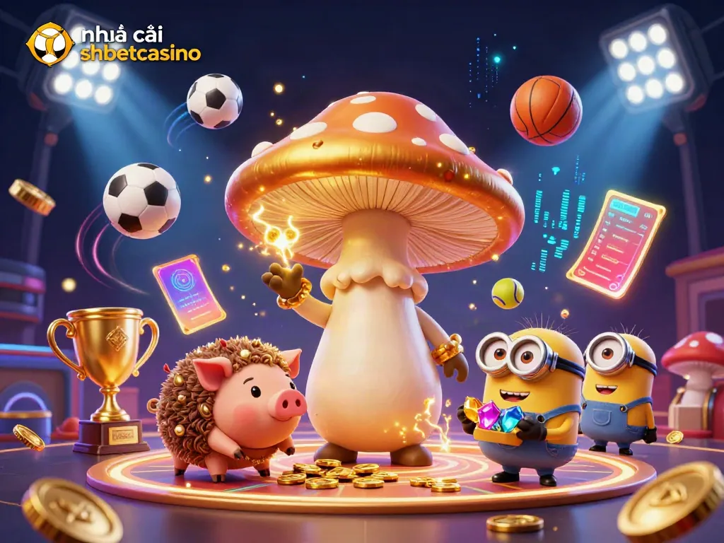 Engage with the vibrant features of nhà cái shbetcasino showcasing a magical scene with golden elements and dynamic casino games.