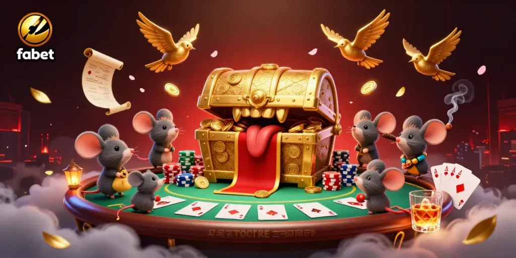 Experience the thrilling riches at fabet with animated treasure chest and poker action.