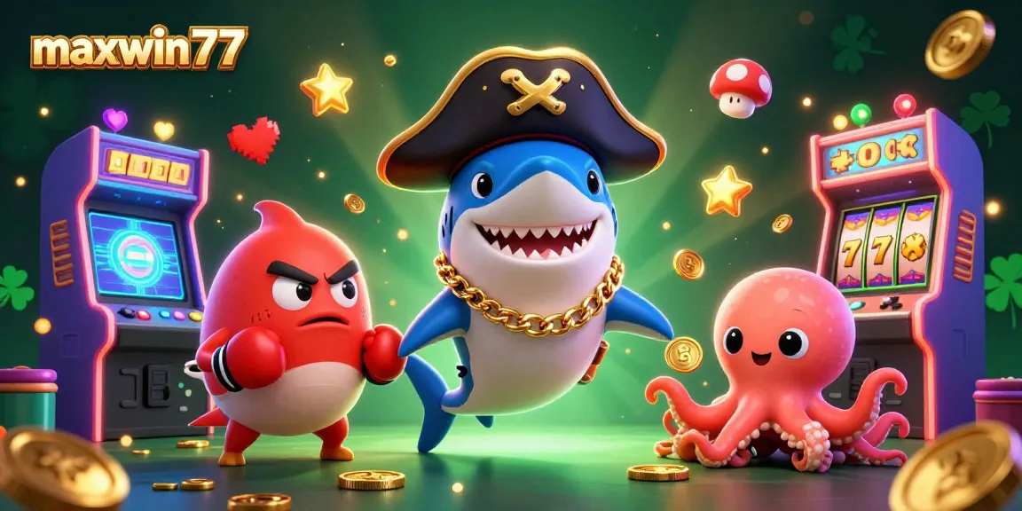 Experience maxwin77's vibrant casino thrill with dynamic characters, arcade games, and jackpot excitement.