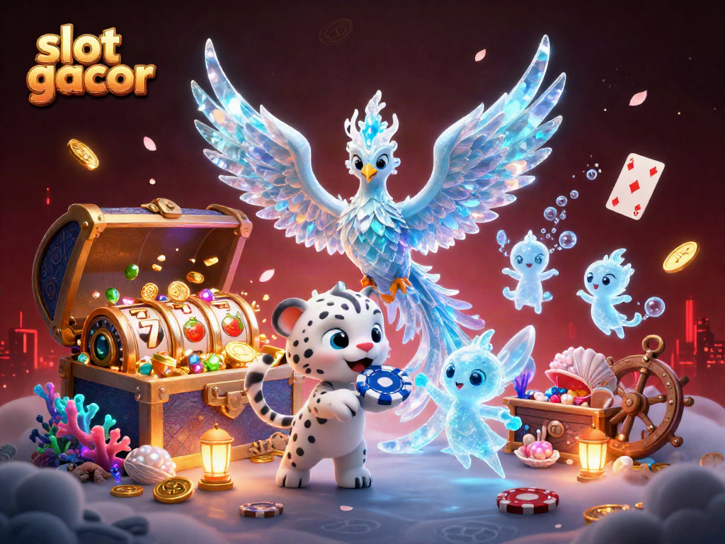 Engage with slot gacor through vibrant, dynamic casino elements in an enchanting illustration.