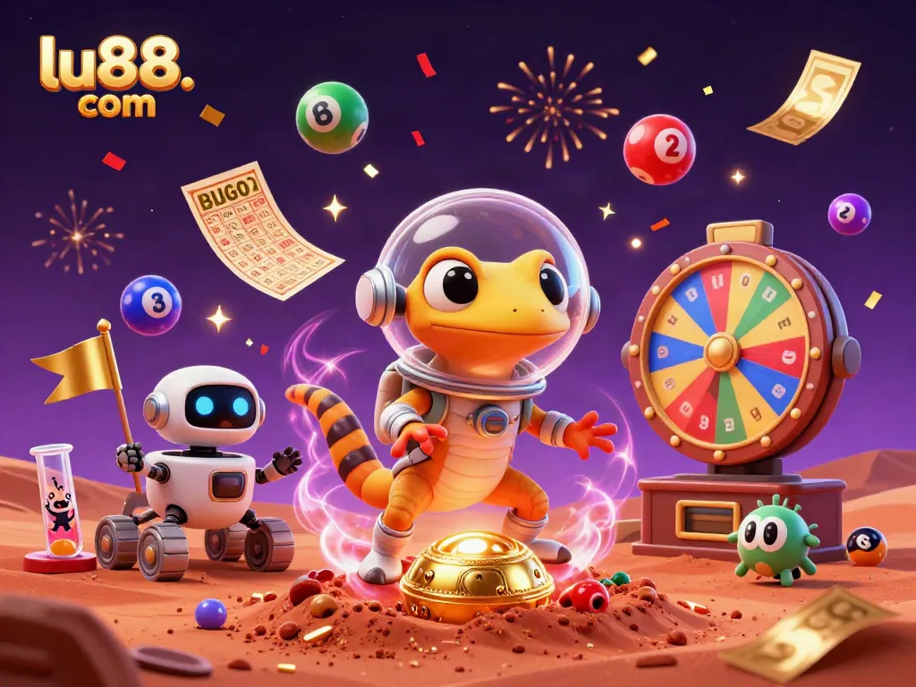 Engage with thrilling gaming on lu88. com! Join the vibrant casino adventure with Martian gecko and fun elements!