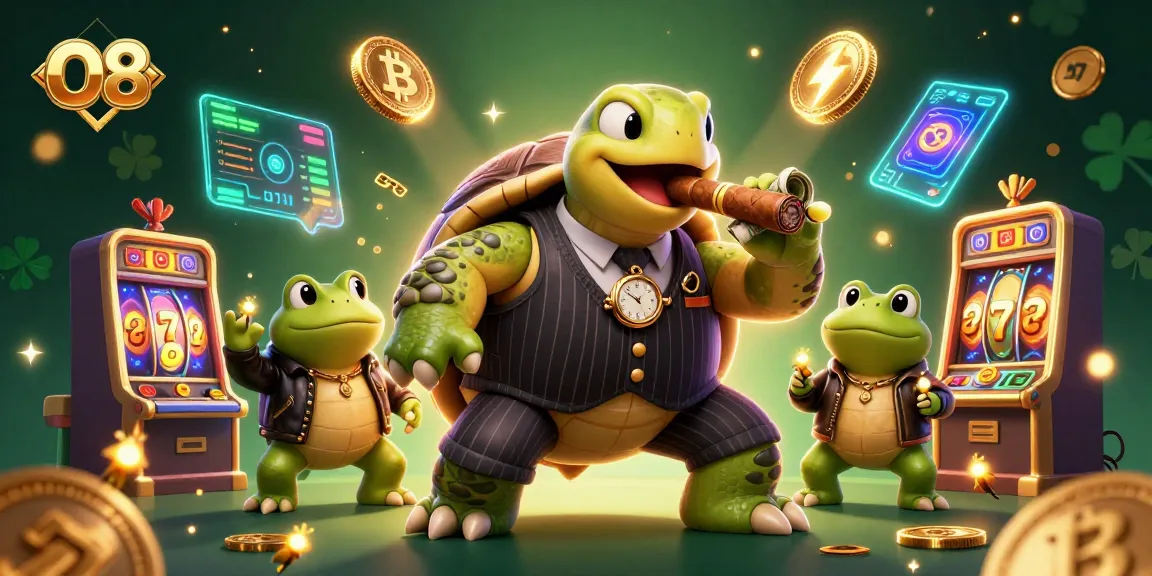 Engage in thrilling gameplay at O8 with a daring mobster turtle and bullfrog enforcers