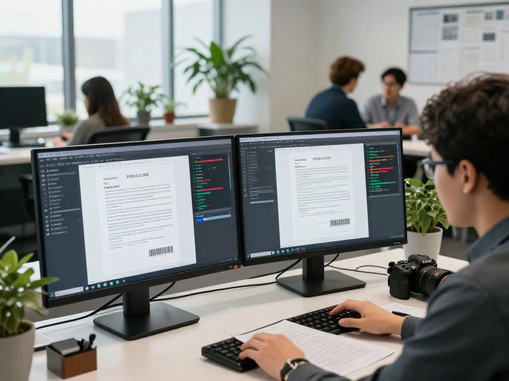 Document fraud detection in action with a compliance officer analyzing AI analytics and digital documents.