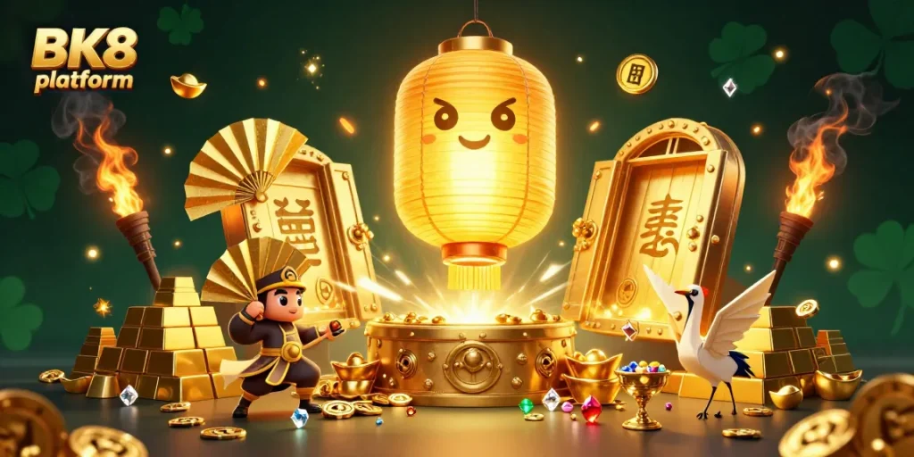 Experience the thrills of BK8 platform with vibrant 3D characters and dazzling casino treasures.