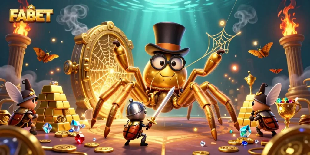 Engage with FABET's thrilling world of gold and adventure in this dynamic 3D illustration.